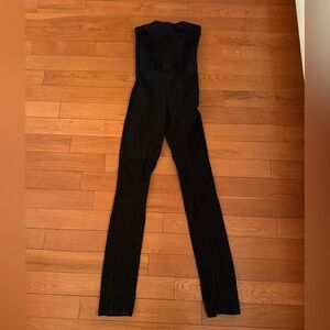 Zara Women's Denim Black Skinny Jumpsuit with Slits